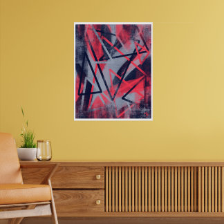 Geometriska trianglar affisch – Rosa och Blå