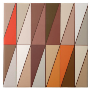 Geometriska trianglar, beige, brunt som är röd, kakelplatta
