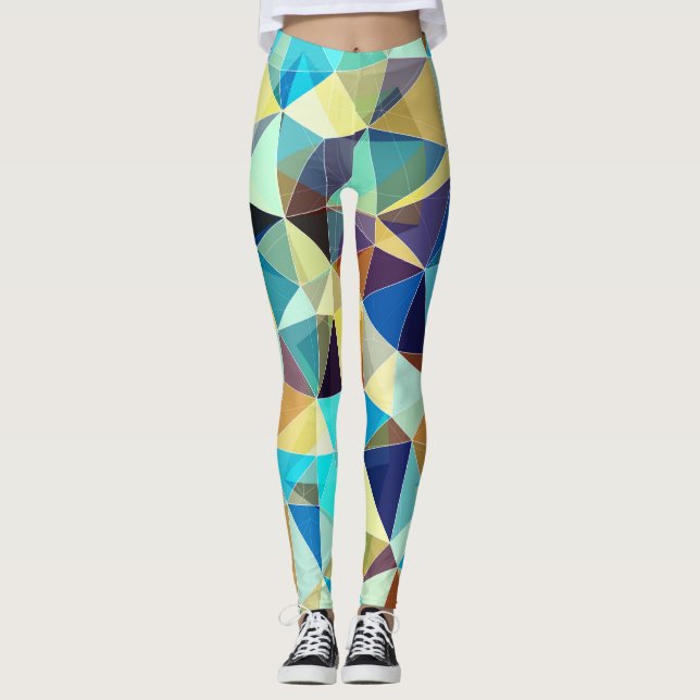 Geometriska trianglar: Färgfull Abstrakt Mönster Leggings (Framsida)