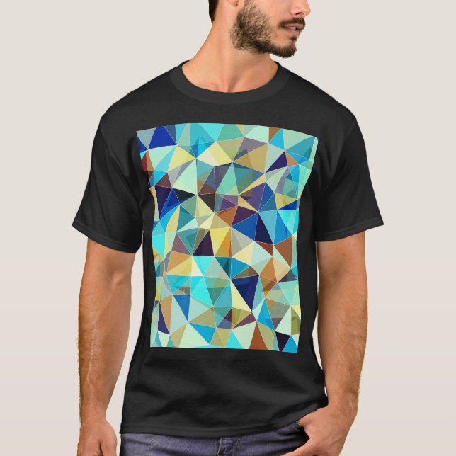 Geometriska trianglar: Färgfull Abstrakt Mönster T Shirt (Framsida)