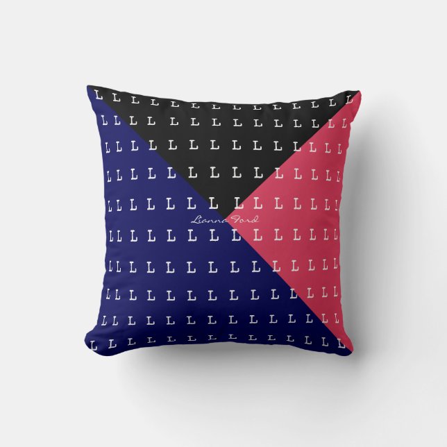 geometriska trianglar och initialer mönster kudde (Framsida)