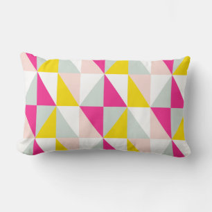 Geometriska trianglar Rosa och Gult Mönster Lumbarkudde