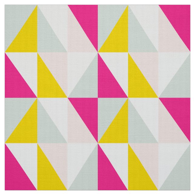 Geometriska trianglar Rosa och Gult Mönster Tyg (Provkarta)