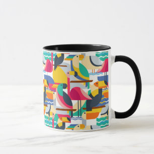 Geometriska tropiska fåglar mugg