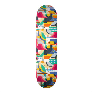Geometriska tropiska fåglar skateboard bräda 20,5 cm