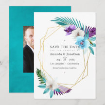 Geometriska Tropiska Orkidéer Bröllopsfoto