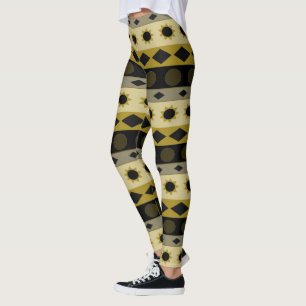 Geometriska vågrätrandar och symboler leggings