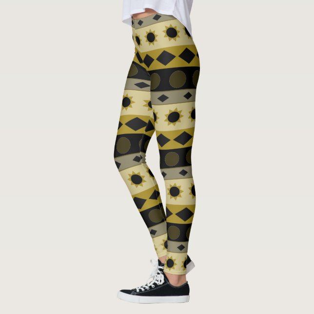 Geometriska vågrätrandar och symboler leggings (Vänster)
