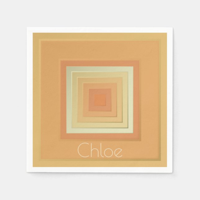 Geometriska vintagar (mjuka gulter och orange) pappersservett (Framsidan)