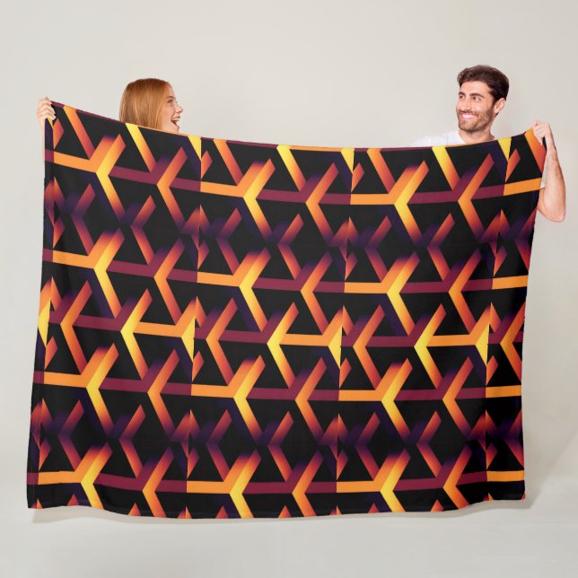 Geometriskt 3D optiskt illusionsmönster Flygblanke Fleecefilt (På plats)