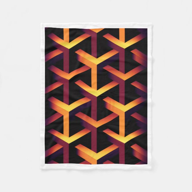 Geometriskt 3D-optiskt illusionsmönster Flygblanke Fleecefilt (Framsidan)