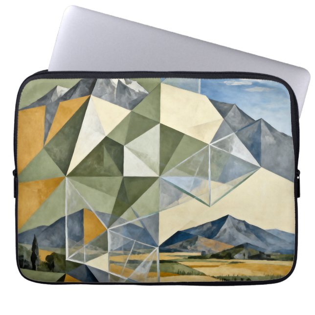 Geometriskt abstrakt berglandskap laptop fodral (Framsidan)