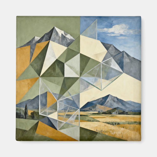 Geometriskt abstrakt berglandskap magnet (Framsidan)