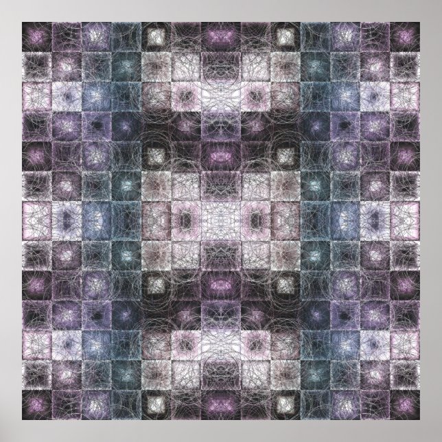 Geometriskt abstrakt mönster med trådramar kuber poster (Framsidan)