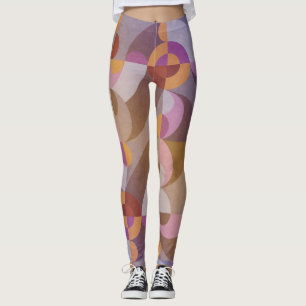 Geometriskt abstrakt retro cirklar Färgglatt mönst Leggings