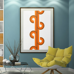 Geometriskt abstrakt vågstrimmigt fusionskonst mön poster