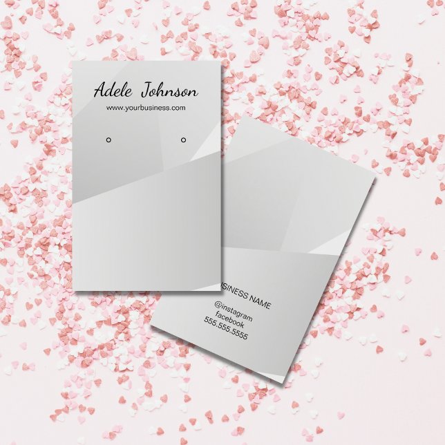 Geometriskt avläsningskort för elegant Faux Silver Visitkort (Skapare uppladdad)