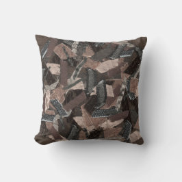 Geometriskt band för abstrakt med jordtoner, textu kudde