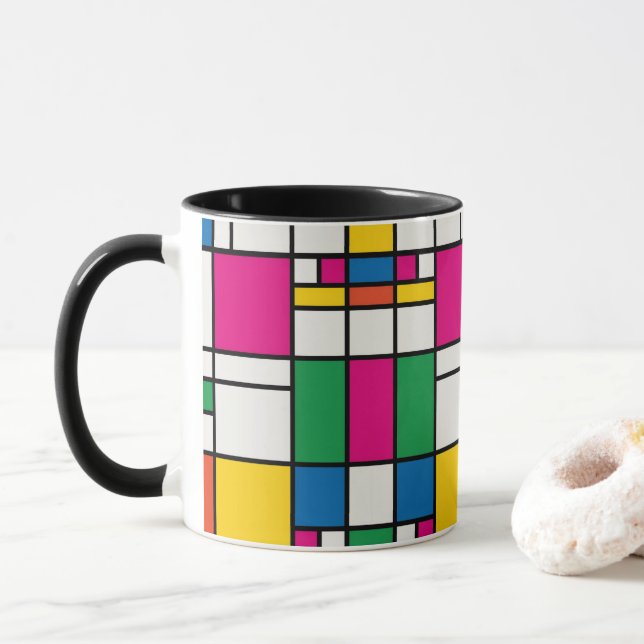 Geometriskt Bauhaus-mönster Mugg (Med munk)