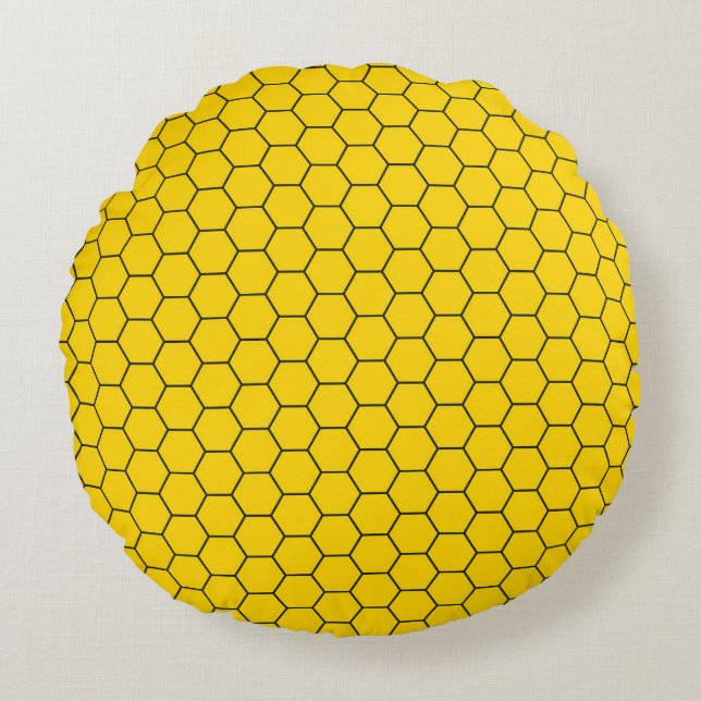 Geometriskt bikakegittermönster rund kudde (Framsidan)