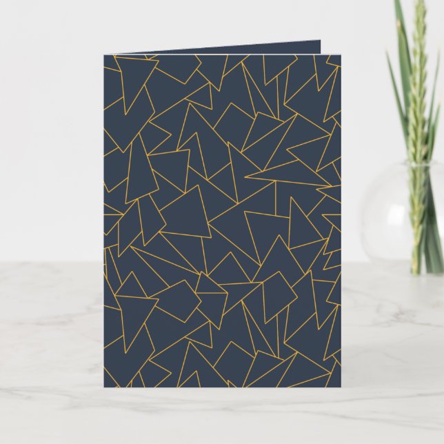 Geometriskt blå och guld tack kort (Framsida)