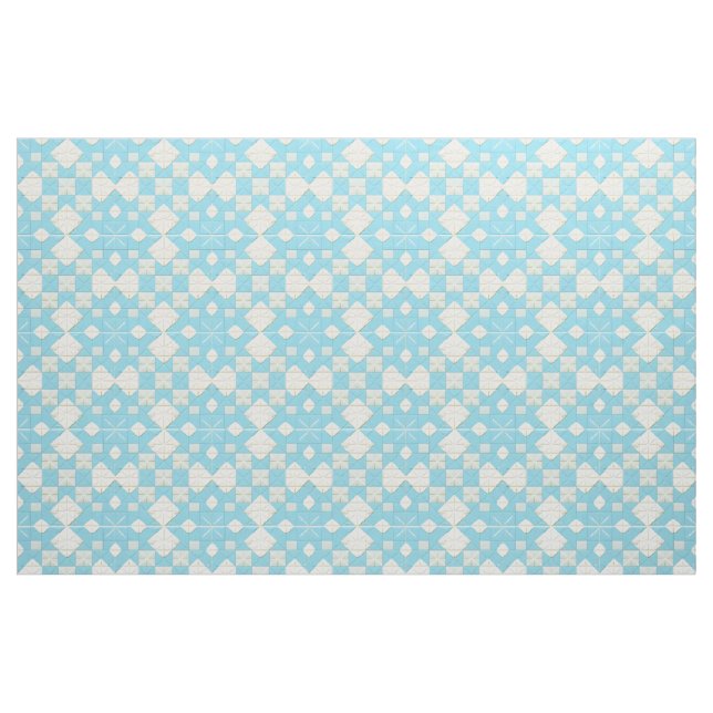 Geometriskt Blått och Vitt Mönster Tyg (Fat Quarter)