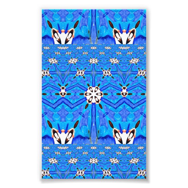 geometriskt blått rutnätfoto fototryck (Framsidan)