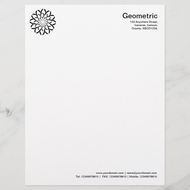 Geometriskt Blomma 02 Brevhuvud (Framsida)
