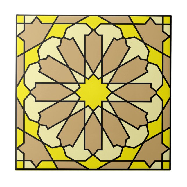 Geometriskt blommigt mönster Azulejo  Kakelplatta (Framsidan)