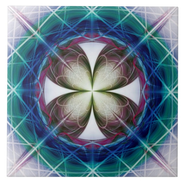 Geometriskt blommigt mönster kakelplatta (Framsidan)