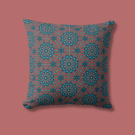 Geometriskt Blommönster för antikt mosaik Kudde