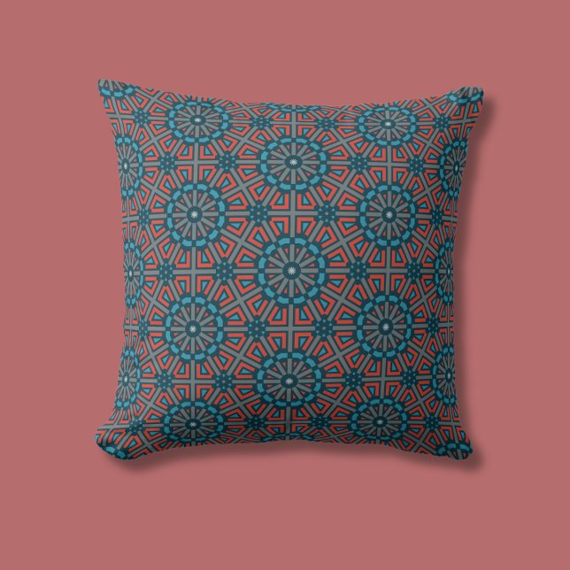 Geometriskt Blommönster för antikt mosaik Kudde (Skapare uppladdad)