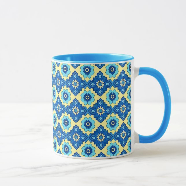 Geometriskt Blommönster för dekorativ retro Mugg (Höger)