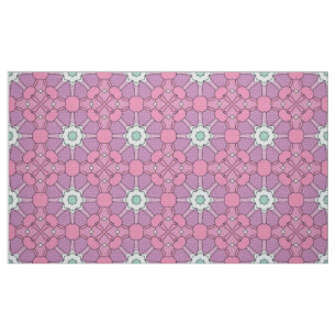 Geometriskt blommönster i rosa och grön nyans tyg