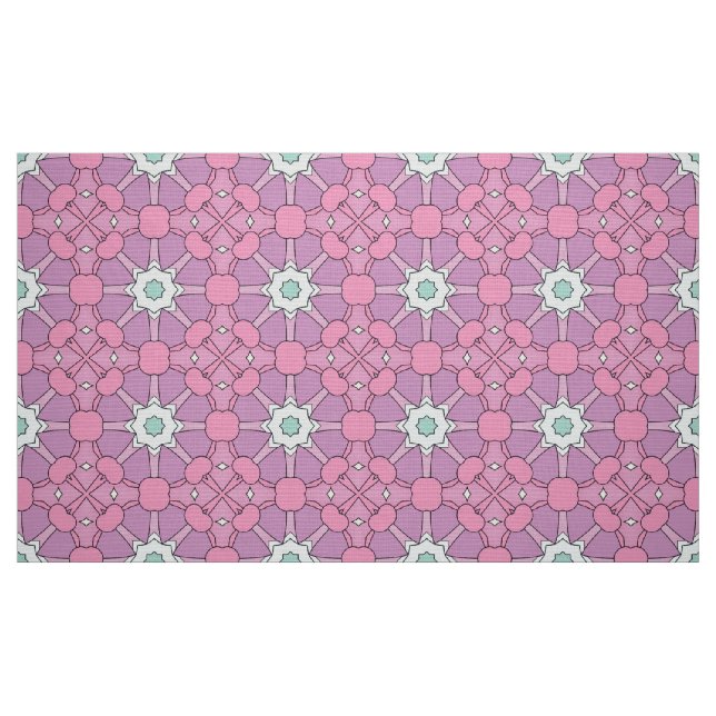 Geometriskt blommönster i rosa och grön nyans tyg (Fat Quarter)