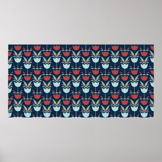 Geometriskt blommönster, ornament, flerfärgad poster (Framsidan)