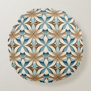 Geometriskt Blommönster Rund Kudde