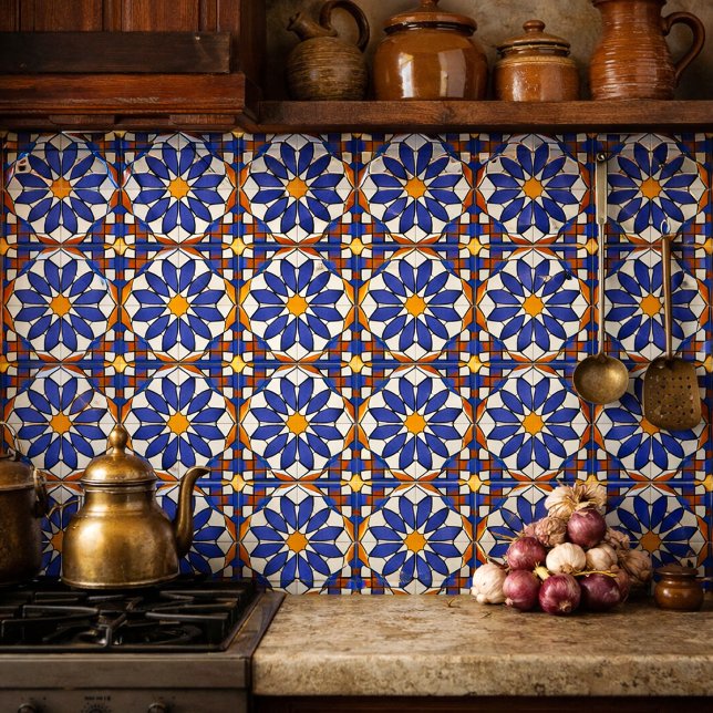 Geometriskt blomster mönster Azulejo Kakelplatta (Skapare uppladdad)