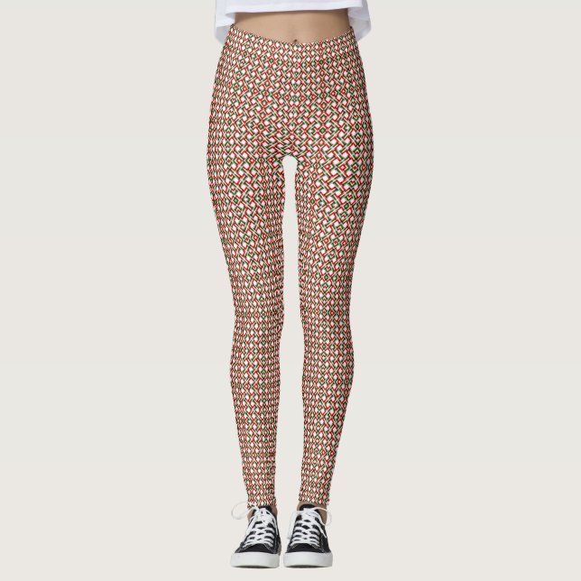 Geometriskt blomster Mönster Boho Mozaik Atletisk  Leggings (Framsida)