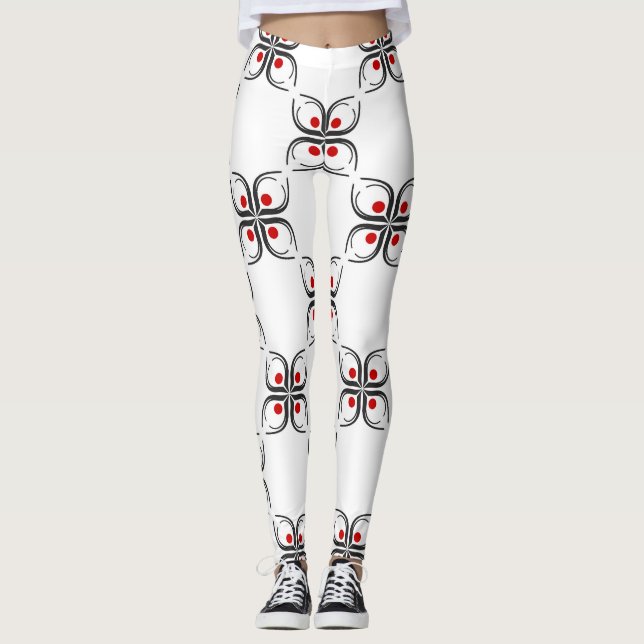 Geometriskt blomster Mönster Leggings (Framsida)