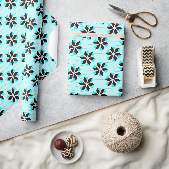 Geometriskt blomsterabstrakt snöflinga sömlös presentpapper (Hantverk)
