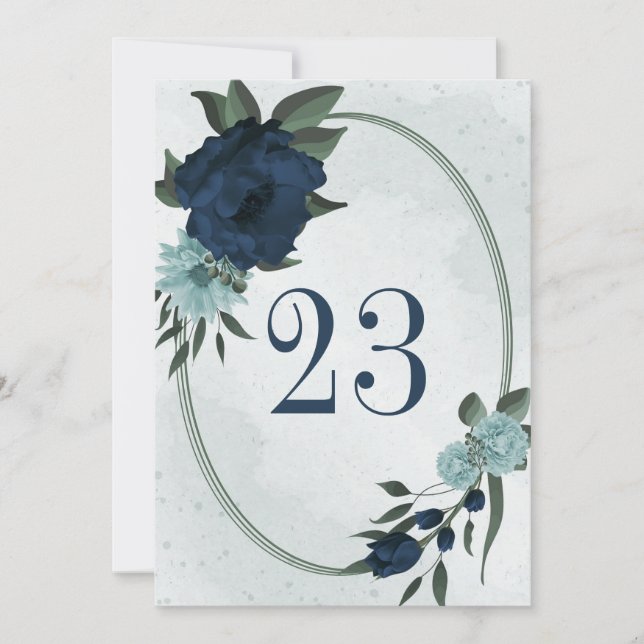 &Geometriskt bordsnummer för blåa blommor (Framsida)