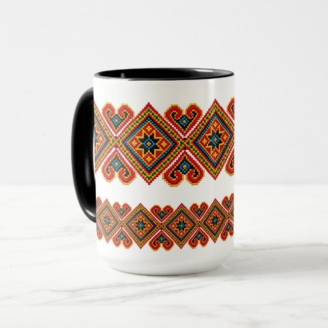 Geometriskt broderiutseende mugg (Framsida vänster)