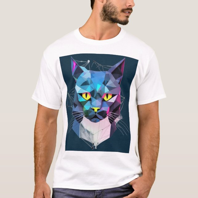 Geometriskt cyberkatt t shirt (Framsida)