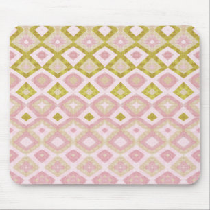 Geometriskt diamantmönster i rosa och olivgrönt musmatta