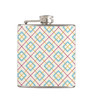 Geometriskt diamantmönster Pastell Rosa och Blå Fickplunta