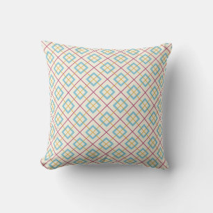 Geometriskt diamantmönster Pastell rosa och blå Kudde