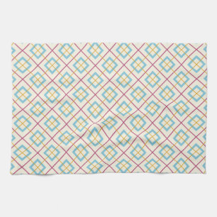 Geometriskt diamantmönster Pastellrosa och Blå Kökshandduk