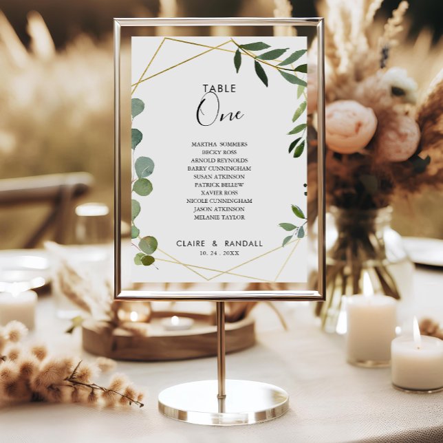 Geometriskt eukalyptus Bordsnummer 1 Sittdiagram (Skapare uppladdad)