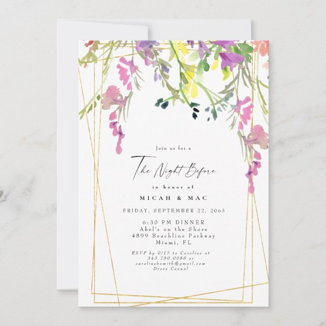 Geometriskt färgämne för Wildblomma natten före Inbjudningar (Framsida)